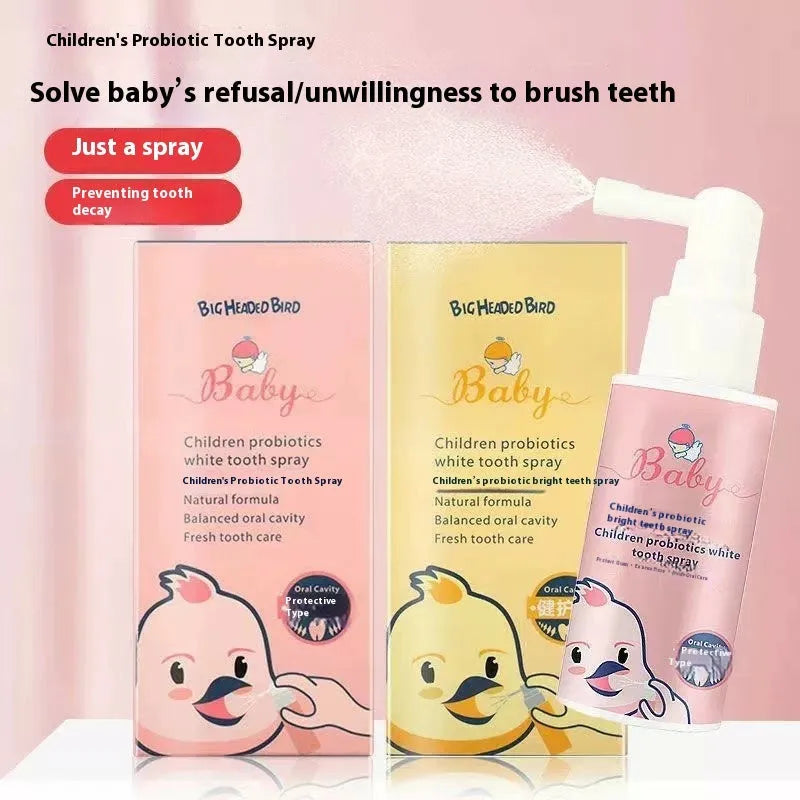 Children's probiotic oral care spray bottle in 40ml size for cavity prevention and teeth whitening