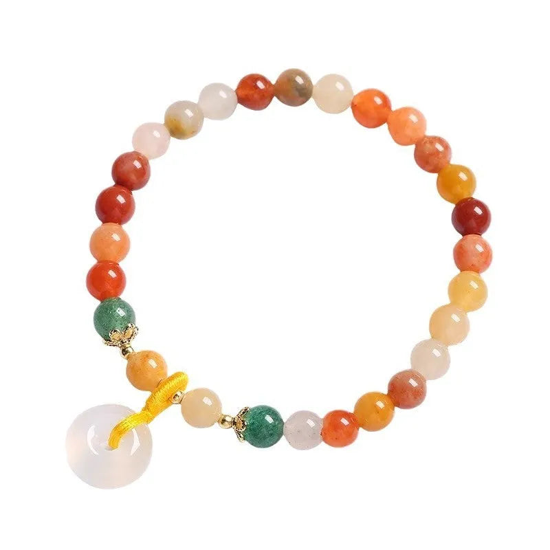 Handmade natural jinsi jade safety buckle bracelet with 6mm beads in Chinese traditional style