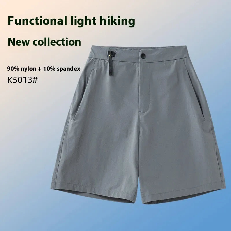 Men's solid colour quick-drying athletic shorts with elastic waist for running and outdoor activities