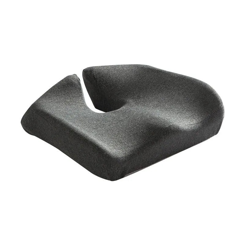 Memory foam office chair cushion for waist support in dark grey colour.
