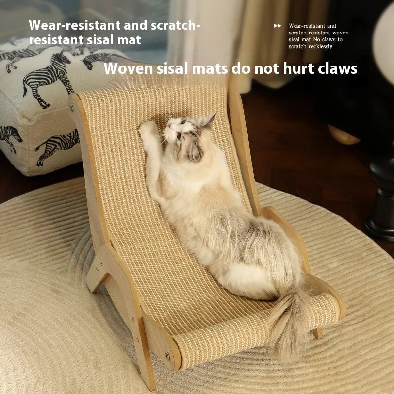 Sisal cat nest recliner with scratch board and hemp cushion for indoor cats