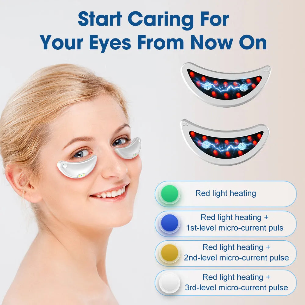 White wireless red light eye and facial massager with EMS therapy function