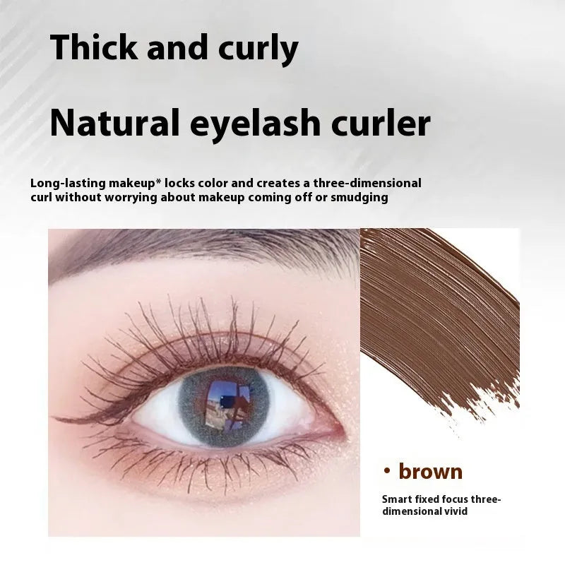 Steel tube waterproof mascara with eyelash curler option in black or brown