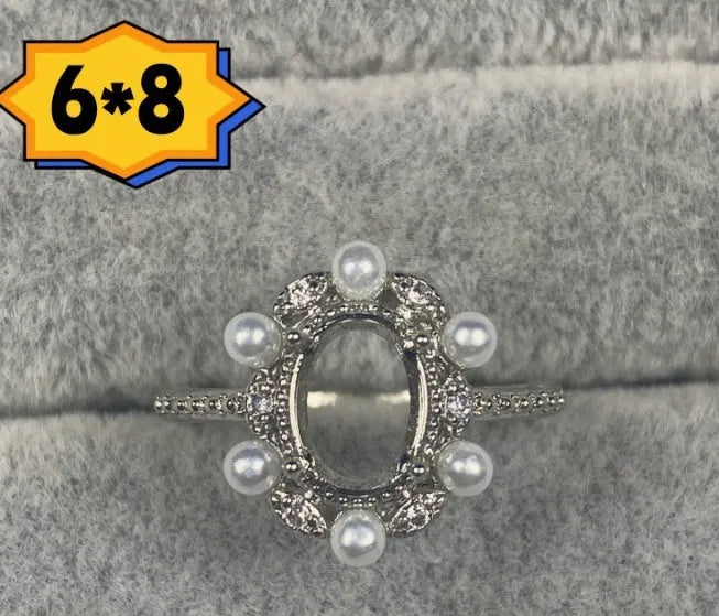 Oval open-mouth copper ring with a central 6x8mm five-pointed star stone ornament in Korean style.