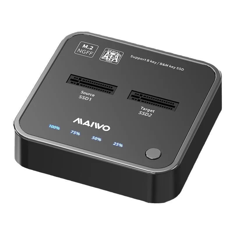 MAIWO K3016 M.2 SSD docking station with data cables and power adapter for drive cloning