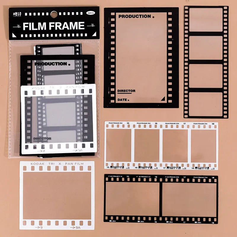 Frame Series retro decorative stickers with transparent photography, film, and music frame designs