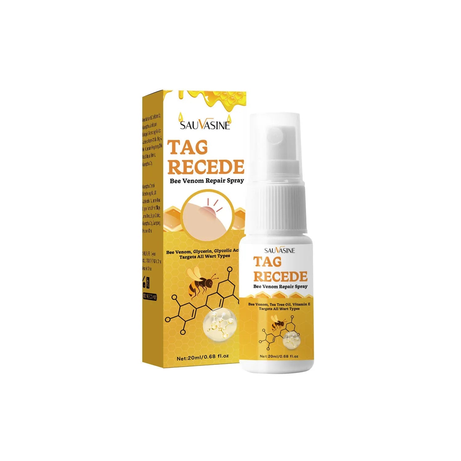 Bee wart spray skin care cream bottle, 20 ml, for flesh bumps and moles.