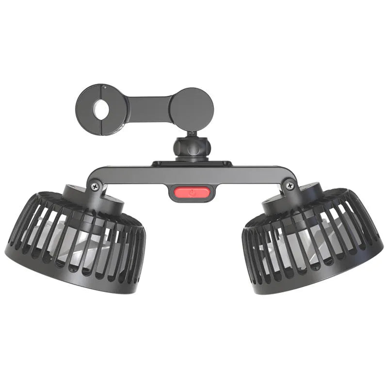 Black car USB rear pillow single head fan with adjustable direction for vehicle cooling