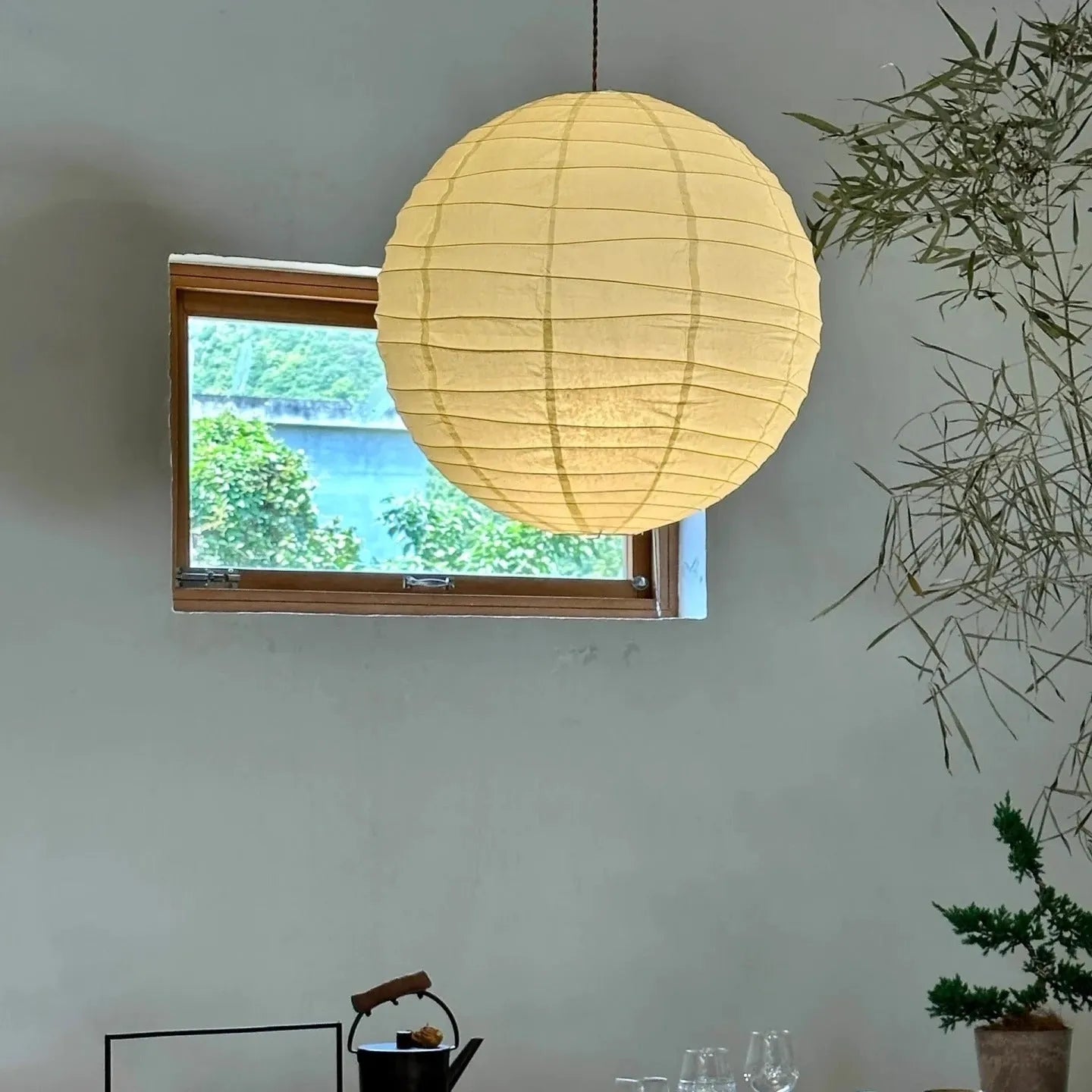 Japanese rice paper chandelier in 30cm and 45cm sizes with three colour-changing light modes
