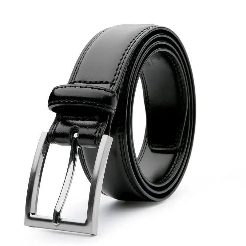 Men's leather belt with alloy buckle in 95 grain brown colour