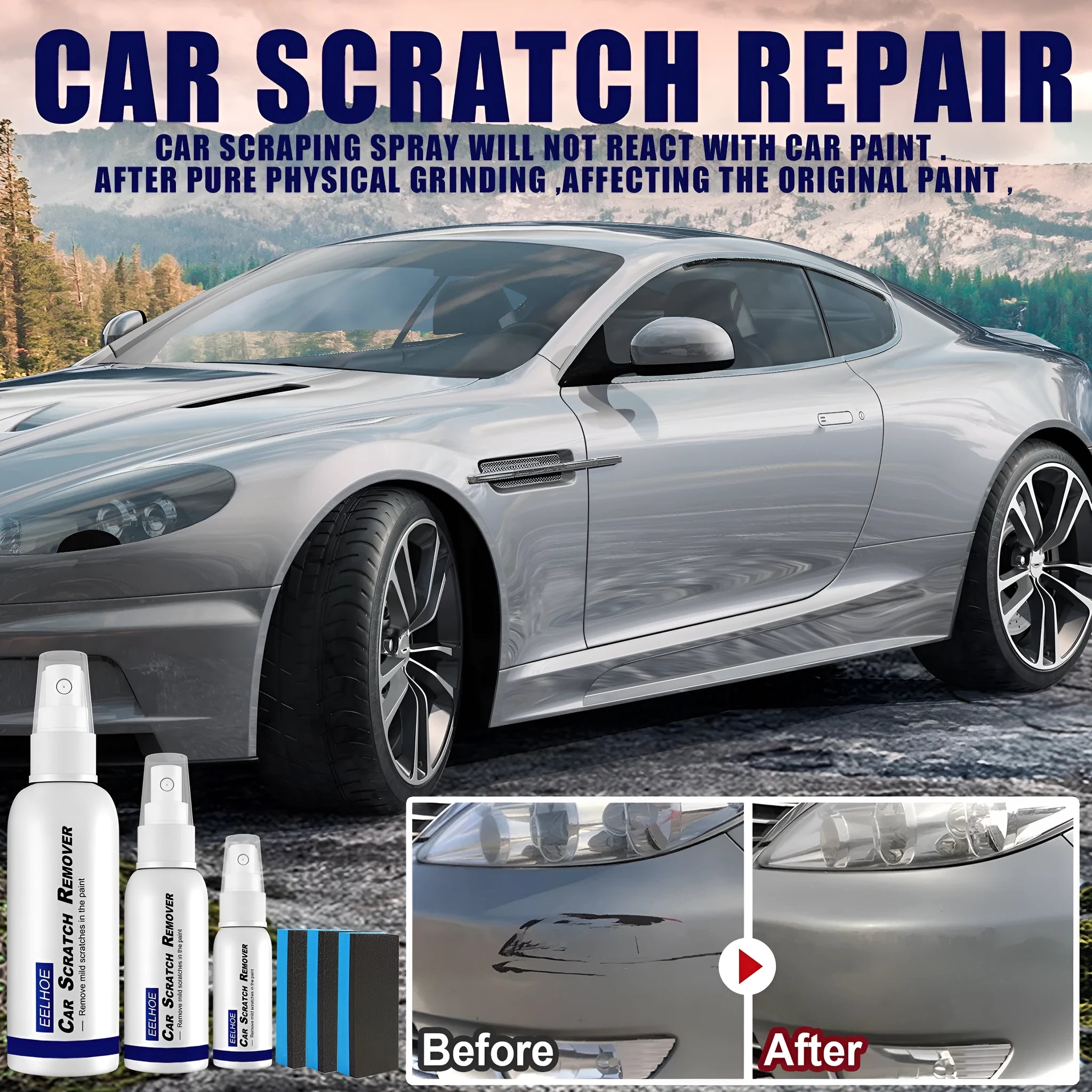 Car scratch repair spray bottle for paint surface removal and sealing glaze coating renovation