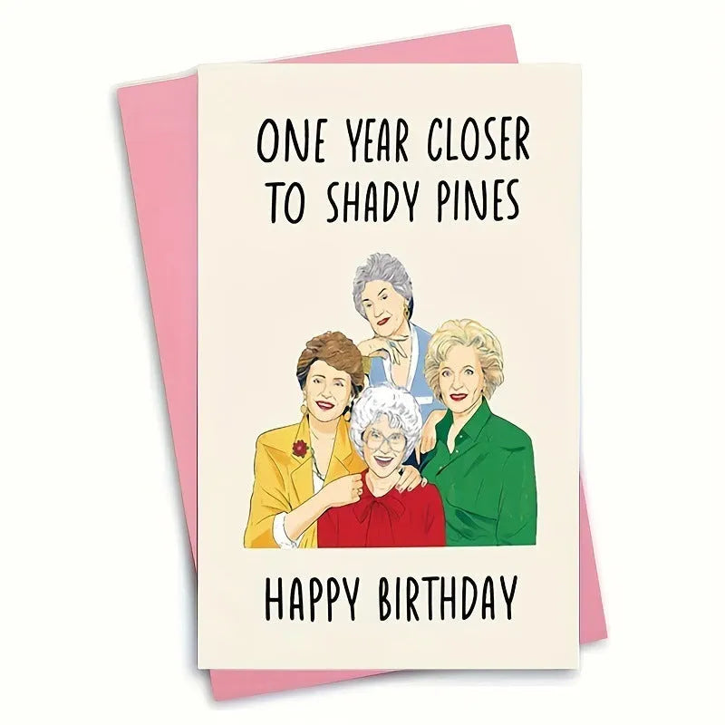 Simple printed birthday greeting card with a matching coloured or kraft paper envelope.