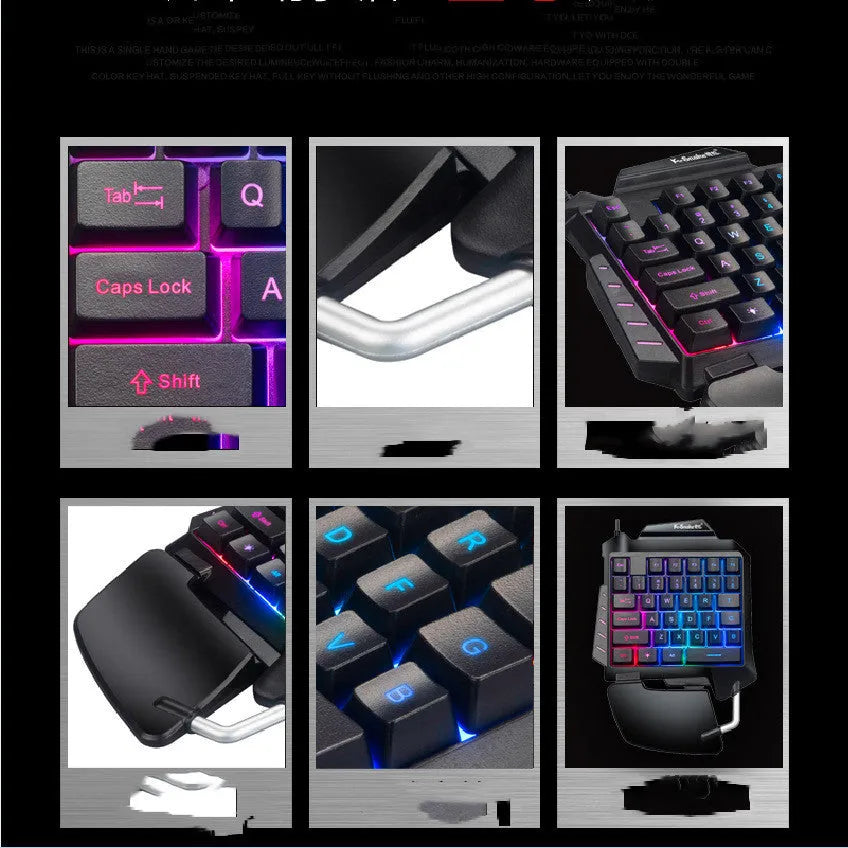 Black left-handed one-handed USB gaming keyboard with integrated hand rest for desktop PCs.