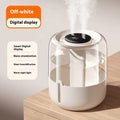 Beige round large capacity USB humidifier with dual spray nozzles and digital display