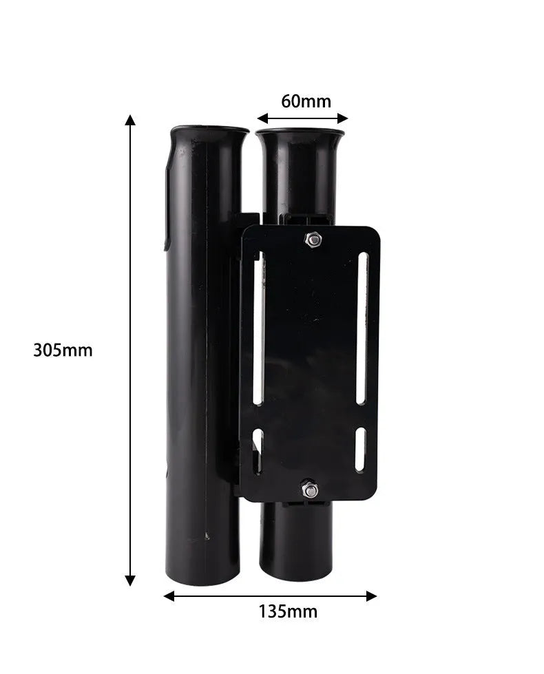 Double-layer plastic fishing rod rack with carbon clamp for bicycle mounting