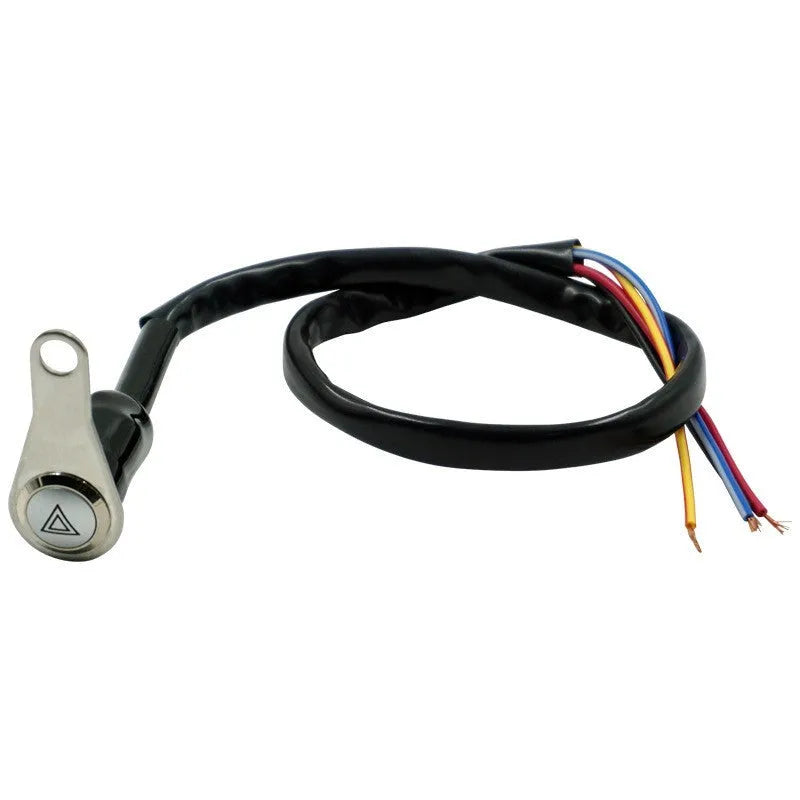 Black stainless steel motorcycle double flash switch with LED light ring for 7mm mounting