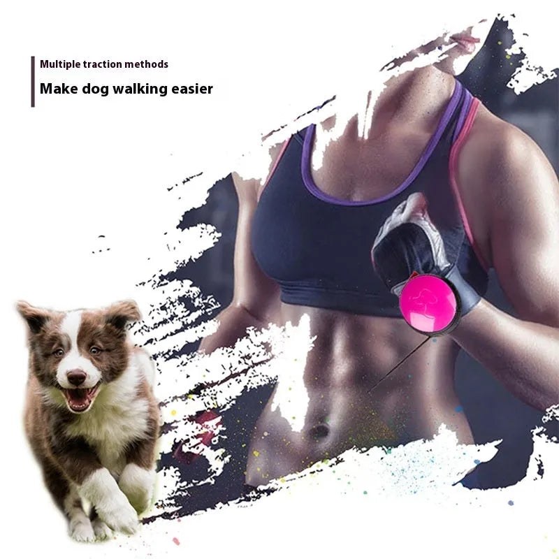 Automatic retractable dog leash extended to 3 metres with explosion-proof mechanism in vibrant orange colour