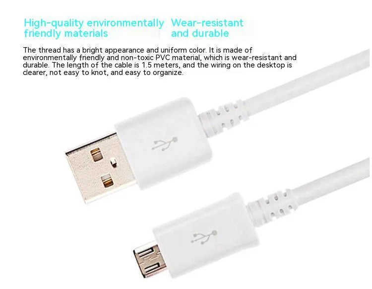 Black or white 1m Micro USB data cable for charging Android phones and tablets