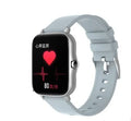 Smart watch with 1.7-inch colour touch screen on adjustable silicone strap in blue, black, or gold