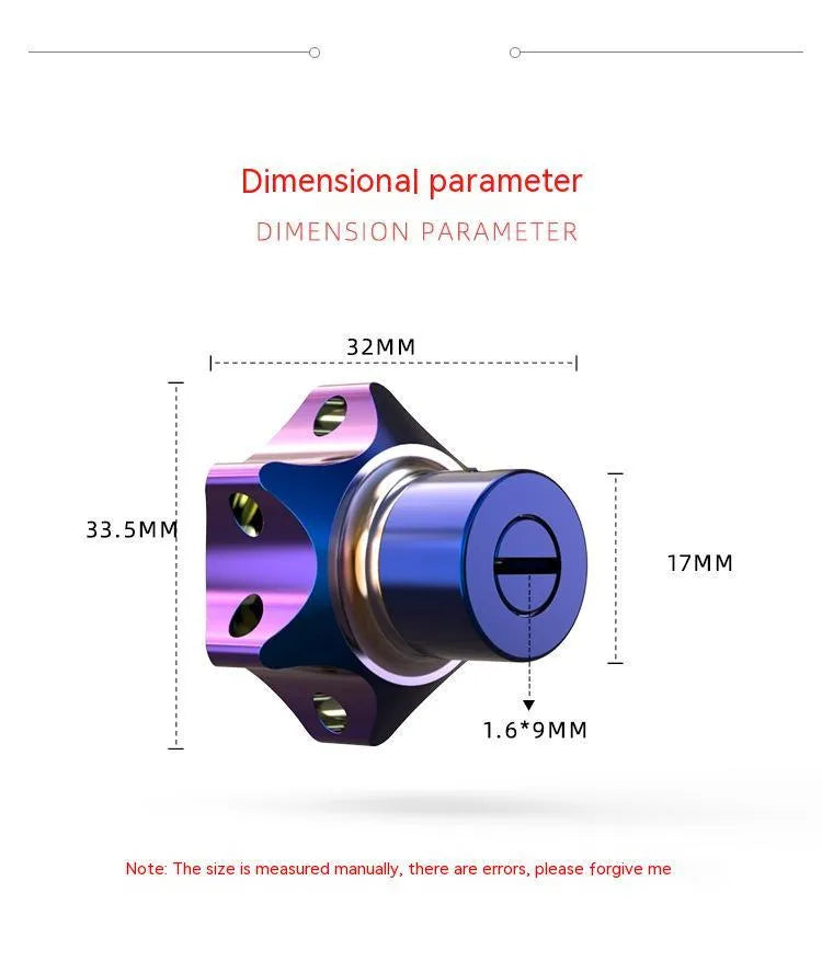Motorcycle key cover head accessory in T6 aluminium with hexagonal, star, and plum blossom designs
