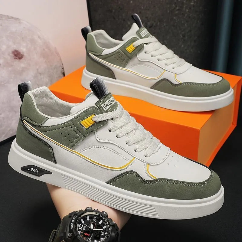 Men's canvas board shoes with mesh lining in black, beige and grey colours showing round toe and flat heel design