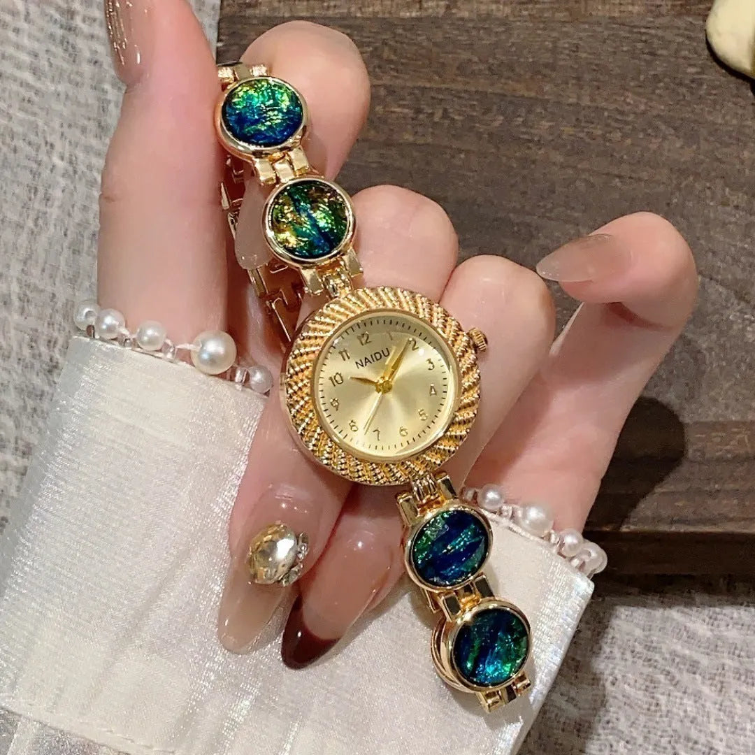 Women's round quartz watch with a 25mm dial, shown in a selection of six different colours.