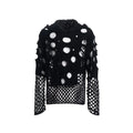 Black men's hooded sweater with pearl decorations, loose fit pullover design