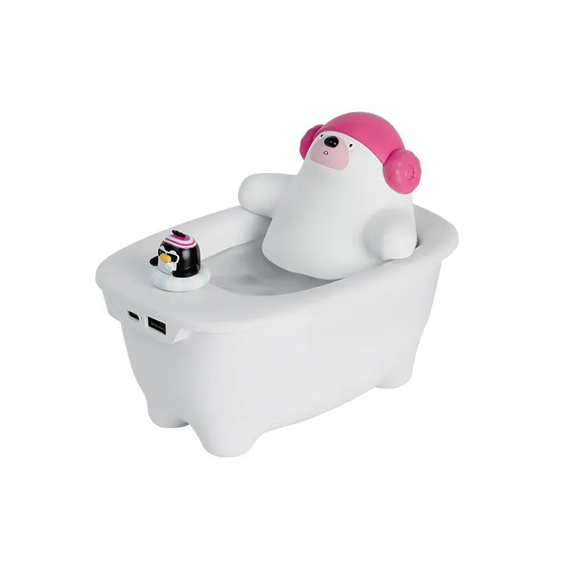White USB air humidifier with 550ml water tank on a desk