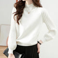 Women's slim fit half turtleneck shirt with sunken stripe pattern in apricot colour