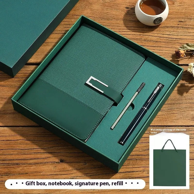 A5 soft leather business notebook in choice of colours with gift box packaging.