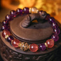 Women's retro style artificial crystal lucky bracelet in yellow water gold or amethyst gold hydrangea colour options