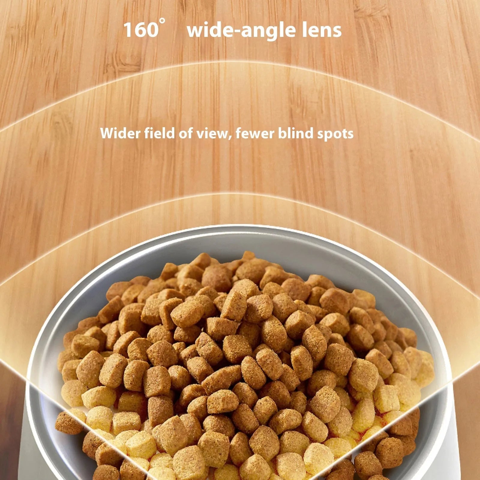 White smart visual pet feeder with 2K HD wide-angle camera and food tray for dogs and cats