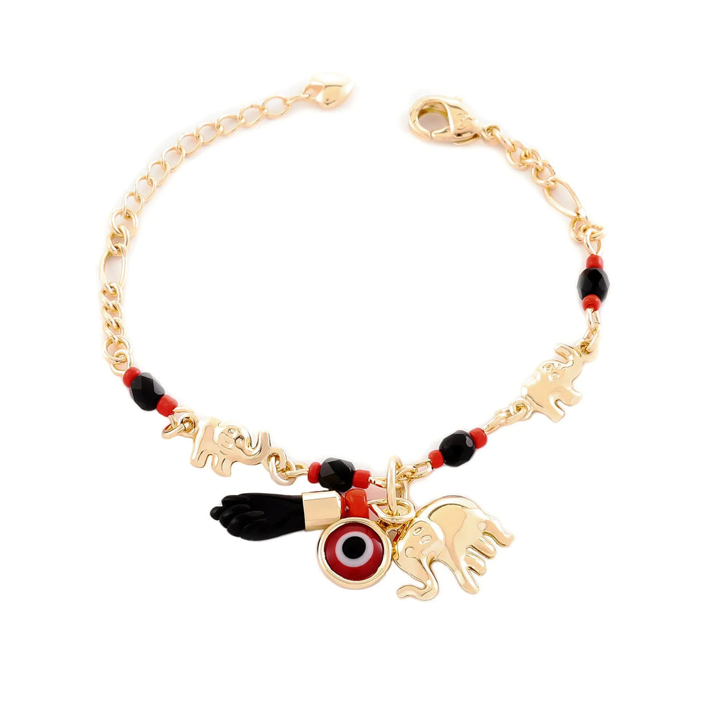 Cartoon elephant bracelet in gold colour, copper with electroplated finish, geometric shape