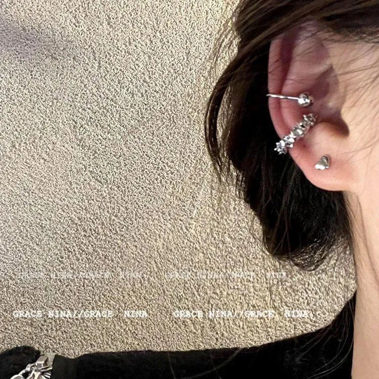 Alloy irregular frosty geometric ear clip earrings with double clip mechanism