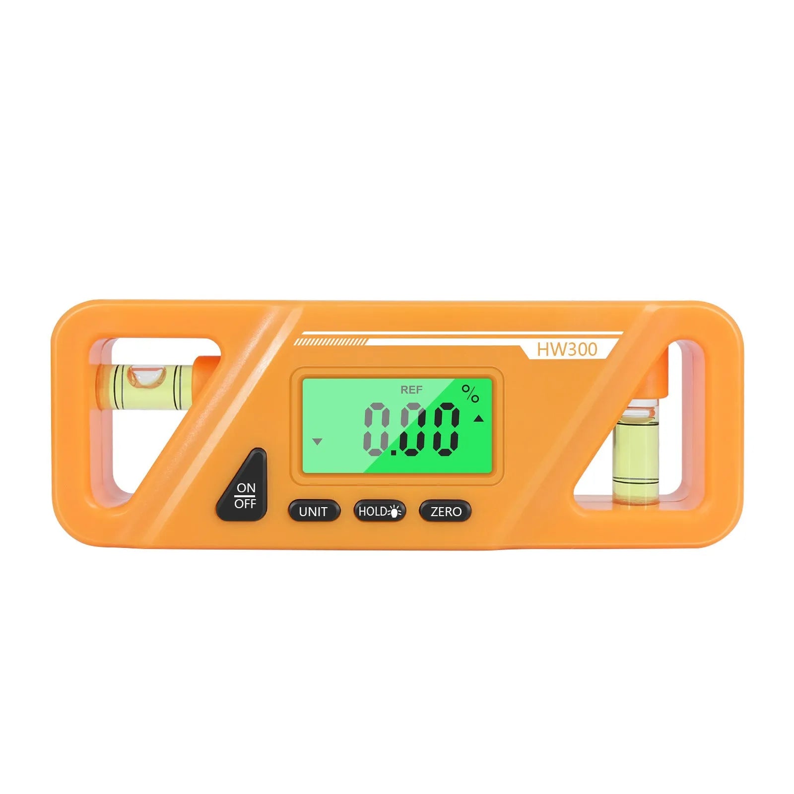 Digital magnetic inclinometer level meter showing angle reading on display, placed on a metal surface.
