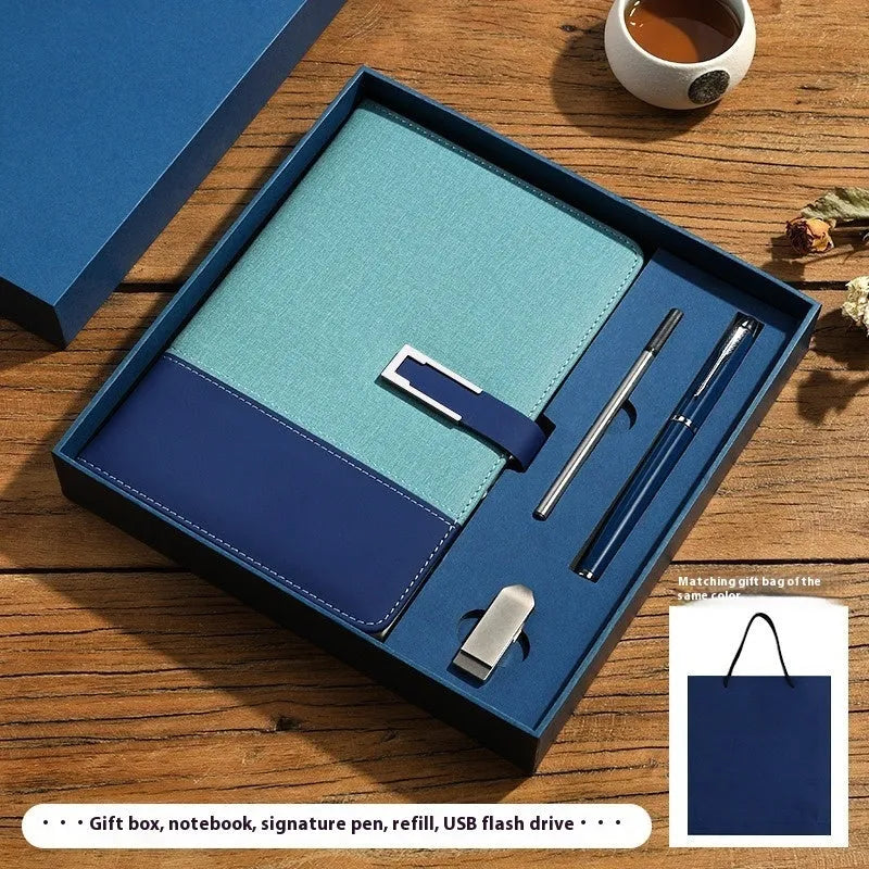 A5 soft leather business notebook in choice of colours with gift box packaging.