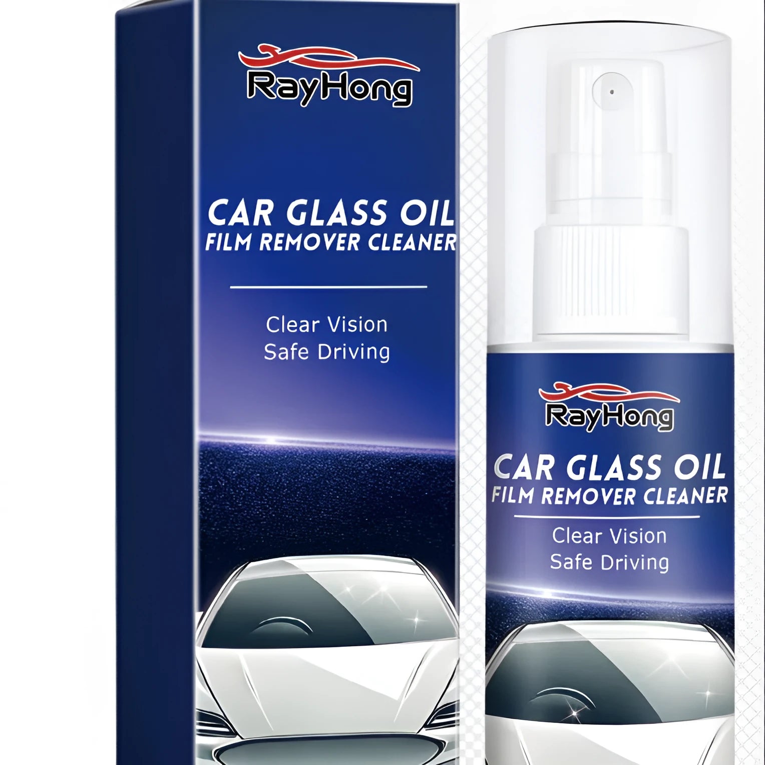 Car glass oil film removal cleaner in box measuring 3.7x14.6cm for windscreen cleaning