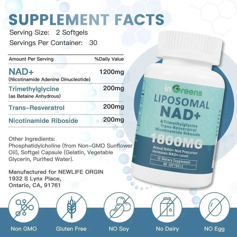 Nicotinamide mononucleotide gel capsule supplement in bottle packaging