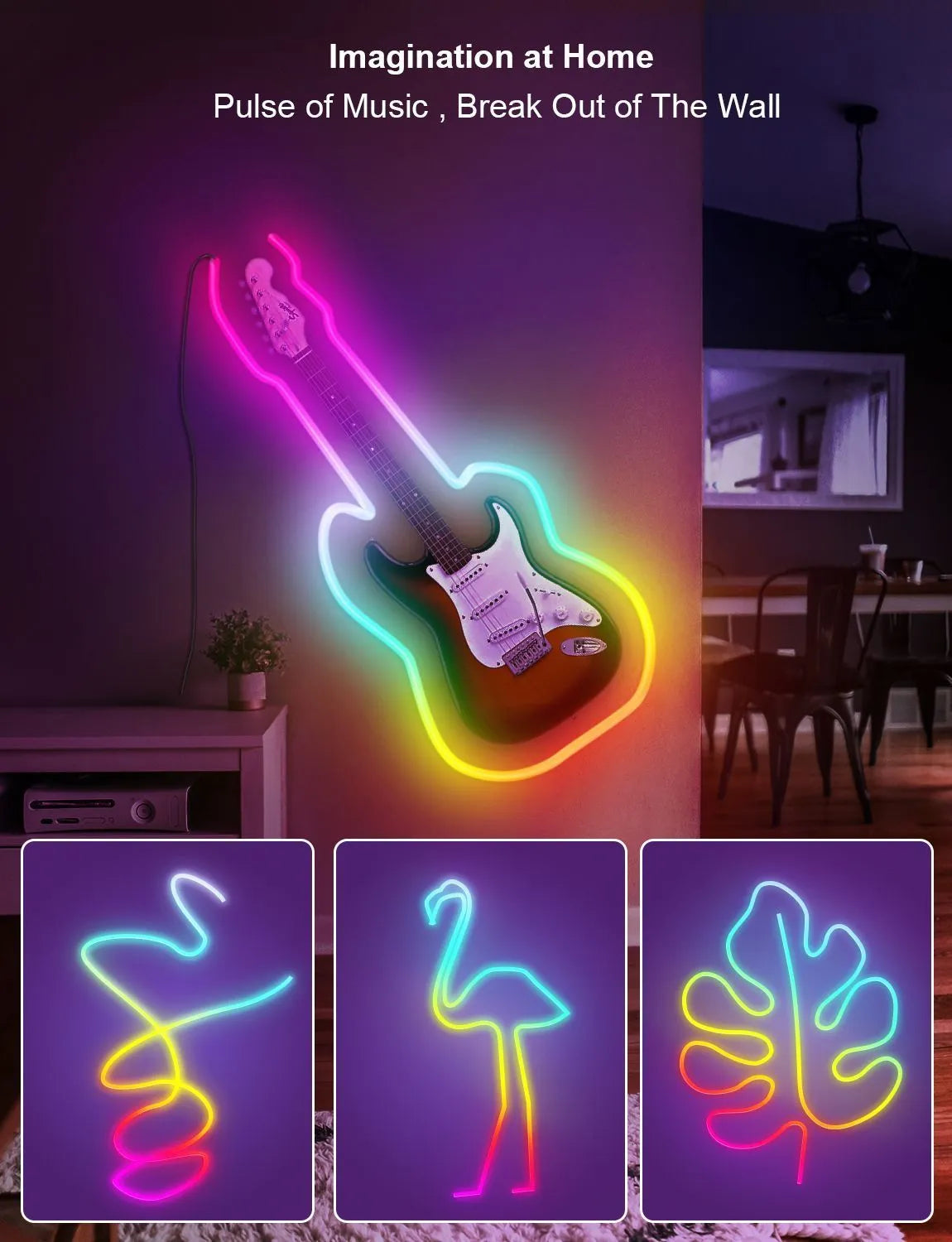 3-metre USB RGB neon light strip with Bluetooth and WiFi remote control