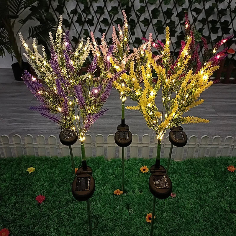 74cm solar garden light flower design with LED illumination in lavender colours