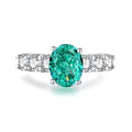 S925 sterling silver emerald ring with Palaibahao inlaid high carbon diamond geometric design