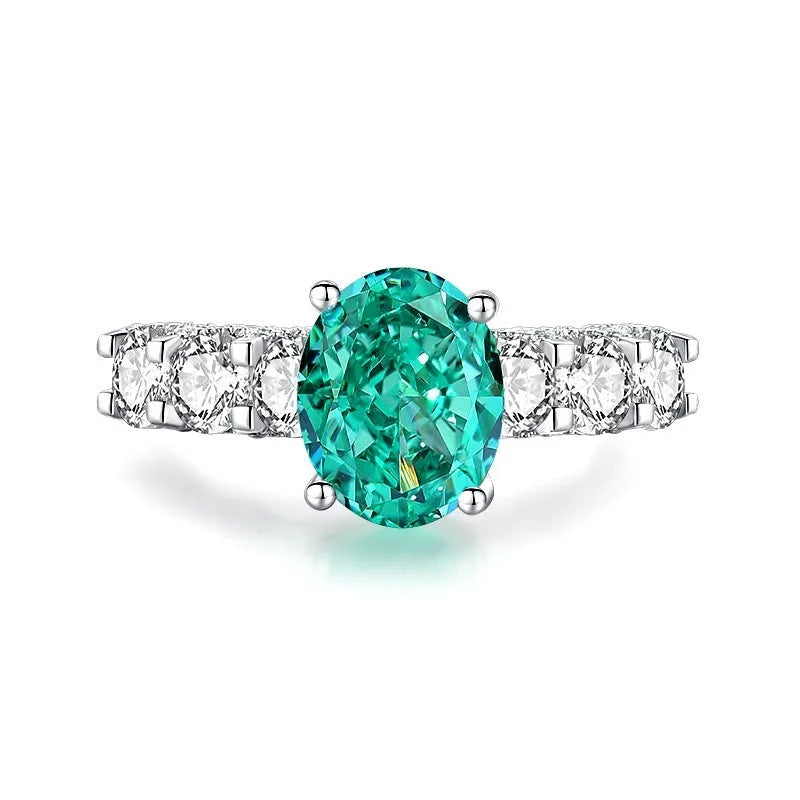 S925 sterling silver emerald ring with Palaibahao inlaid high carbon diamond geometric design