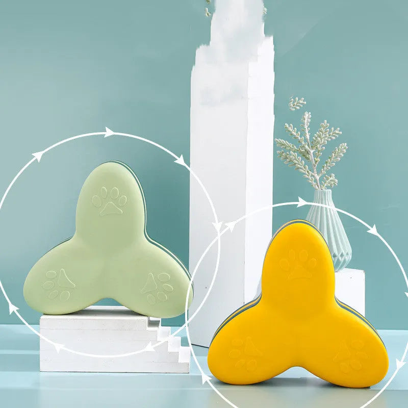 Dog Educational Toys to Relieve Boredom Interactive Feeding Whirlwind Slow Food Plate in Green and Orange PP Material 24.5cm by 24.5cm by 6.5cm for Canine Meal Enrichment Yellow and Blue Whirlwind Available