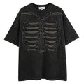 Skull graphic cotton t-shirt with letter print in loose drop-shoulder style