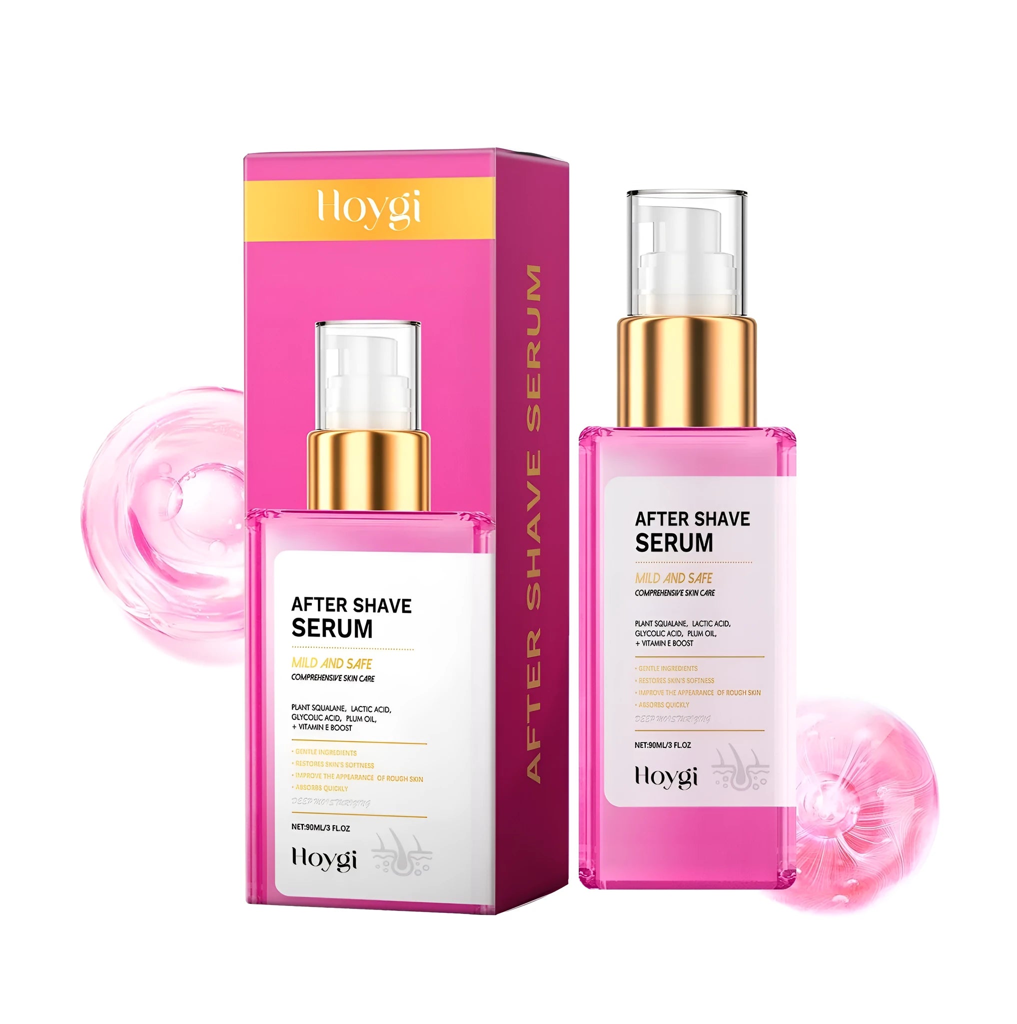 60ml bottle of hair removal and shaving repair liquid with lactic acid and glycolic acid.