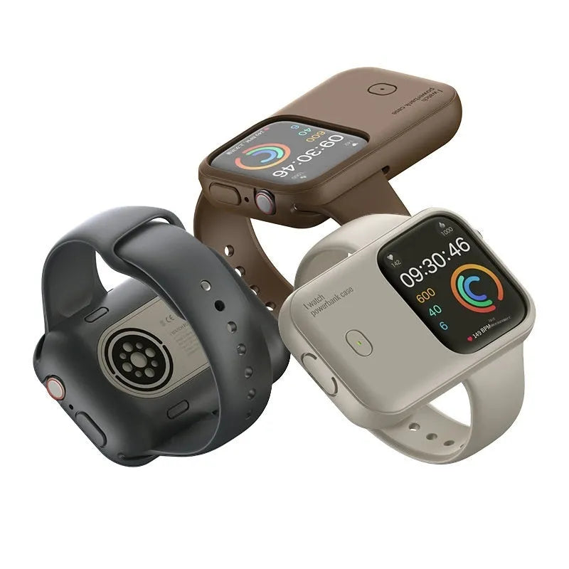 Apple Watch portable charging case with wireless power bank functionality in multiple colour options