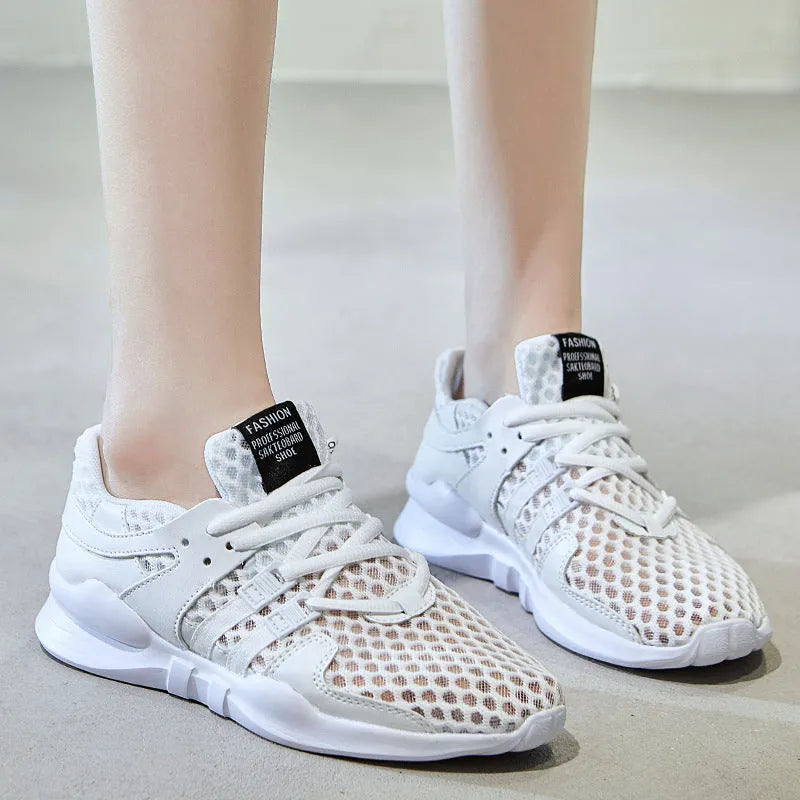 Breathable hollow-out mesh casual sneaker on a white background, showing round toe and slip-on design.