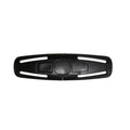 Black nylon seat belt buckle clip for child car seat 5-point harness, measuring 14.5cm by 4cm