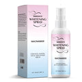 Portable 100ml whitening spray bottle with pump applicator, labelled as sweat-proof.