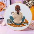 Embroidered sunflower egg flower material package with handmade embroidery kit in cute cartoon style